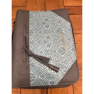 Amazing Grace Bible Cover Case Blue Gray Patterned Zippered Tassel